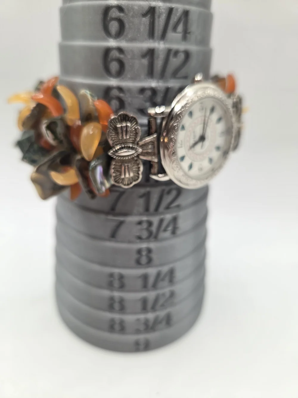 1729. Vintage Silver Tone Bracelet Watch with Stone Like Accents